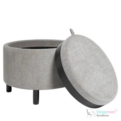 Ashtin Round Storage Sability - Multi-Functional Sability with Flip-Top Tray and Hidden Storage - Kingsman Furnitures