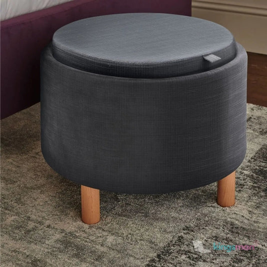 Ashtin Round Storage Sability - Multi - Functional Sability with Flip - Top Tray and Hidden Storage - Kingsman Furnitures