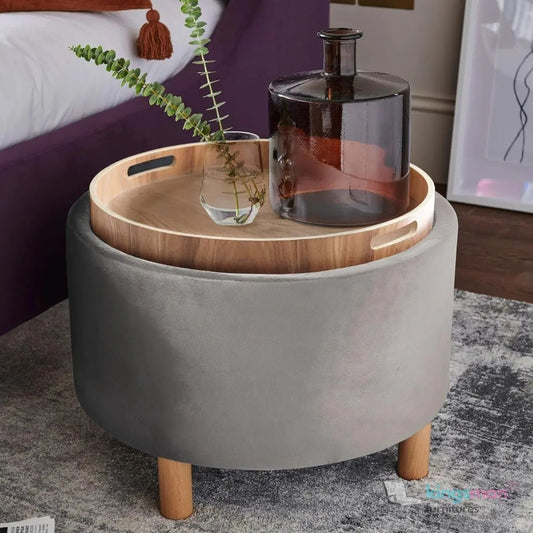 Ashtin Round Storage Stability - Multi-Functional Stability with Flip-Top Tray and Hidden Storage - Kingsman Furnitures