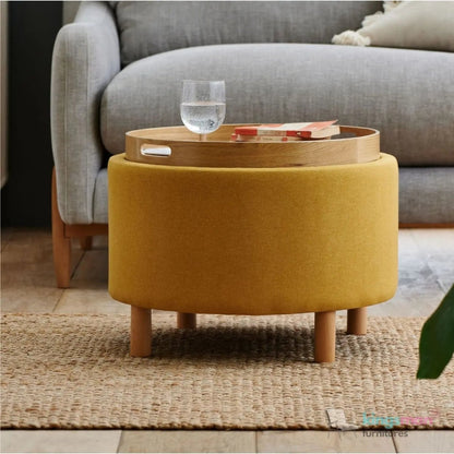 Ashtin Round Storage Stability - Multi-Functional Stability with Flip-Top Tray and Hidden Storage - Kingsman Furnitures
