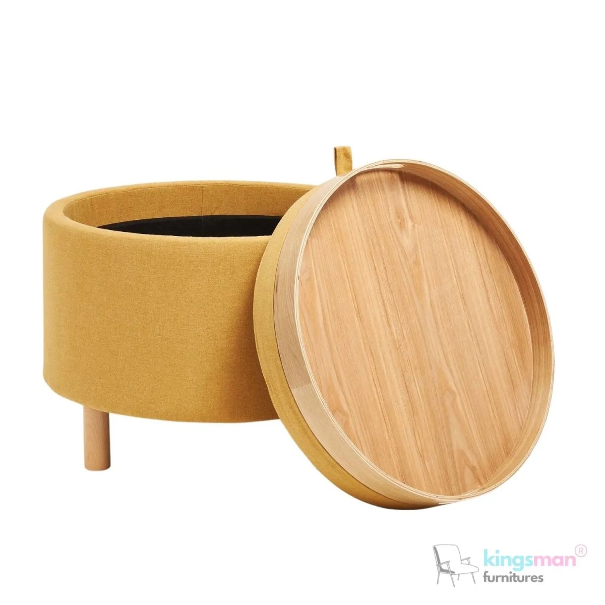 Ashtin Round Storage Stability - Multi-Functional Stability with Flip-Top Tray and Hidden Storage - Kingsman Furnitures