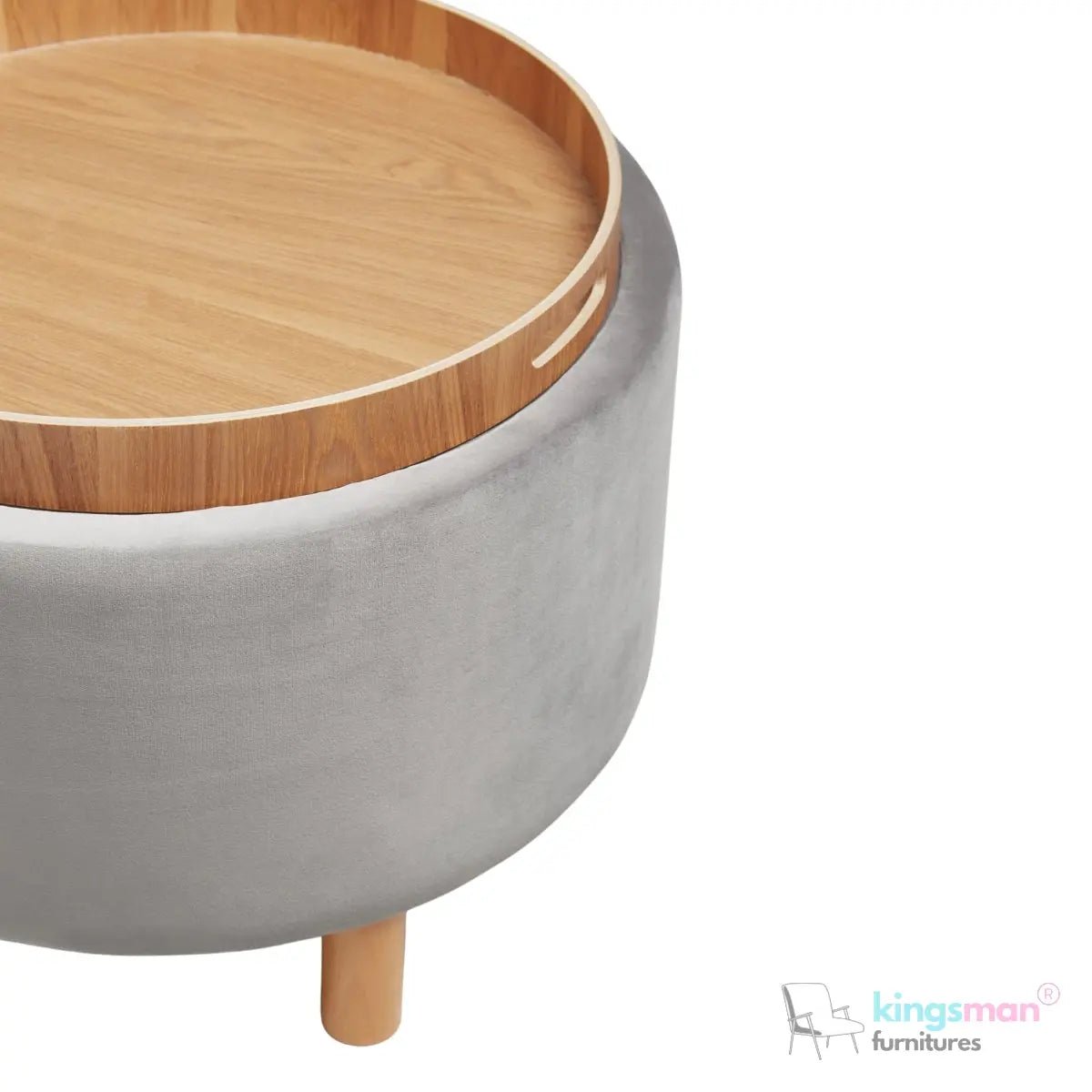 Ashtin Round Storage Stability - Multi-Functional Stability with Flip-Top Tray and Hidden Storage - Kingsman Furnitures
