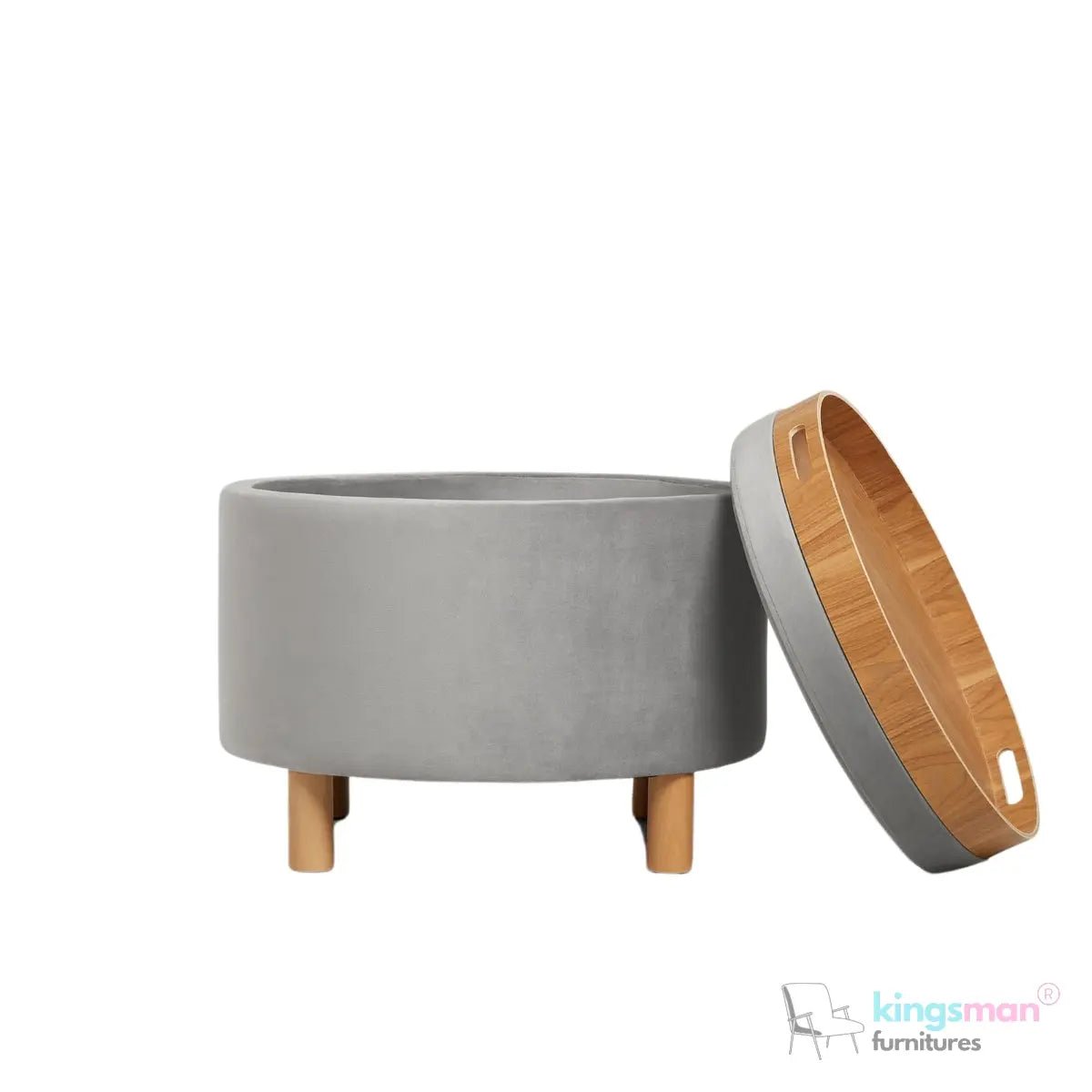 Ashtin Round Storage Stability - Multi-Functional Stability with Flip-Top Tray and Hidden Storage - Kingsman Furnitures
