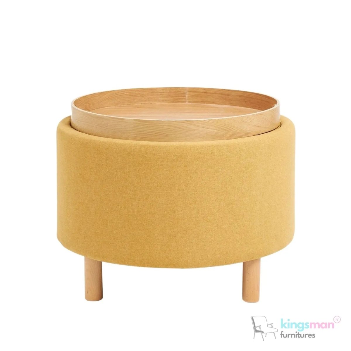 Ashtin Round Storage Stability - Multi-Functional Stability with Flip-Top Tray and Hidden Storage - Kingsman Furnitures