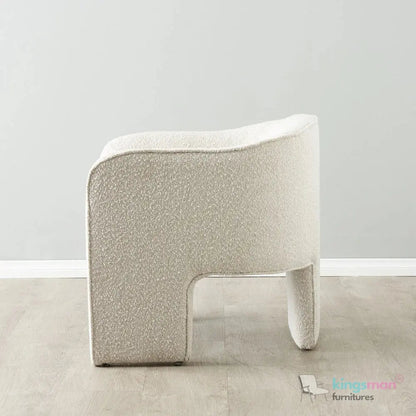 Asther Cream Bouclé Armchair – Contemporary Design with Plush Comfort and Elegant Texture - Kingsman Furnitures