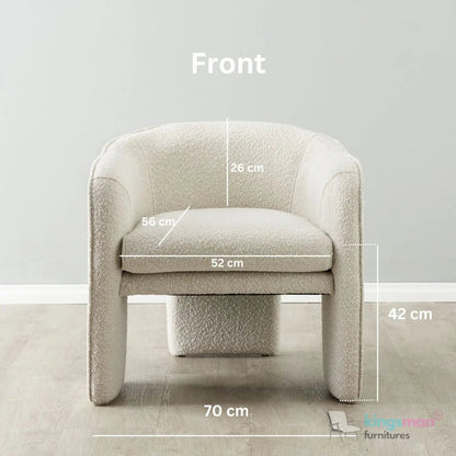 Asther Cream Bouclé Armchair – Contemporary Design with Plush Comfort and Elegant Texture - Kingsman Furnitures