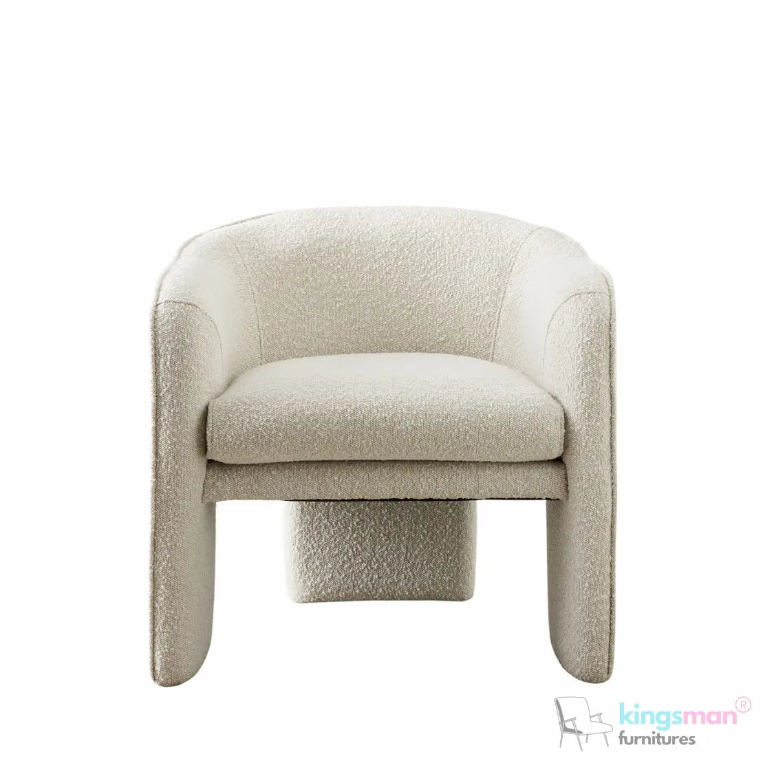 Asther Cream Bouclé Armchair – Contemporary Design with Plush Comfort and Elegant Texture - Kingsman Furnitures