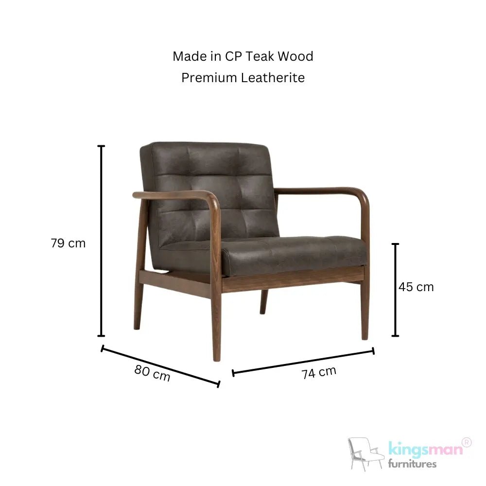 Benett Tufted Solid Teak Wood Armchair - Stylish Comfort - Kingsman Furnitures