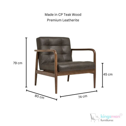 Benett Tufted Solid Teak Wood Armchair - Stylish Comfort - Kingsman Furnitures