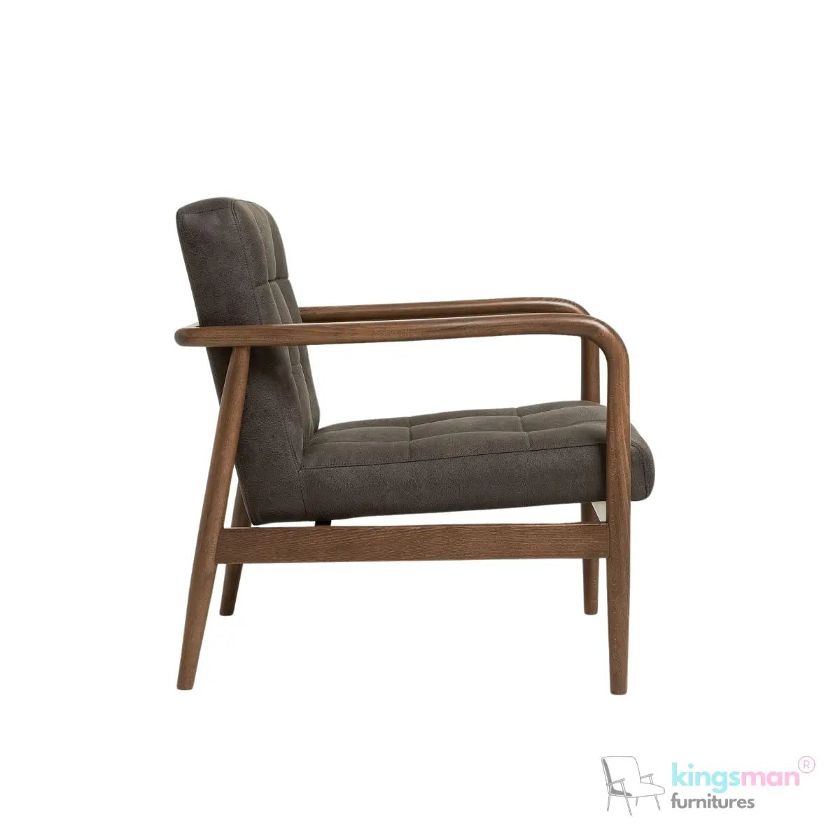Benett Tufted Solid Teak Wood Armchair - Stylish Comfort - Kingsman Furnitures
