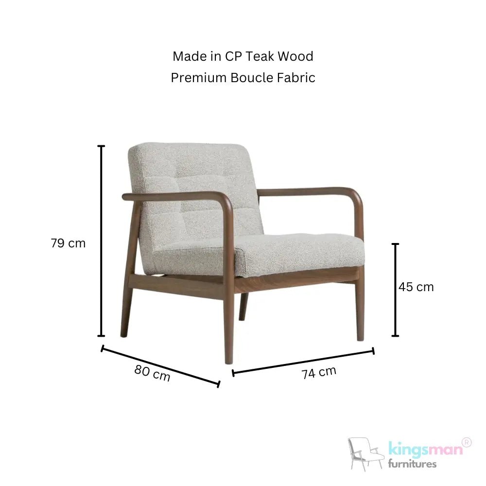 Benett Tufted Solid Teak Wood Armchair - Stylish Comfort - Kingsman Furnitures