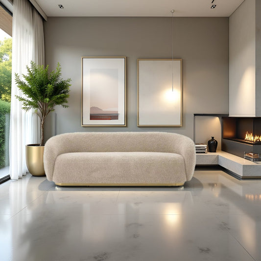 Brok 3 - Seater Sofa – Brushed Brass Finish Base Luxury Comfort - Kingsman Furnitures