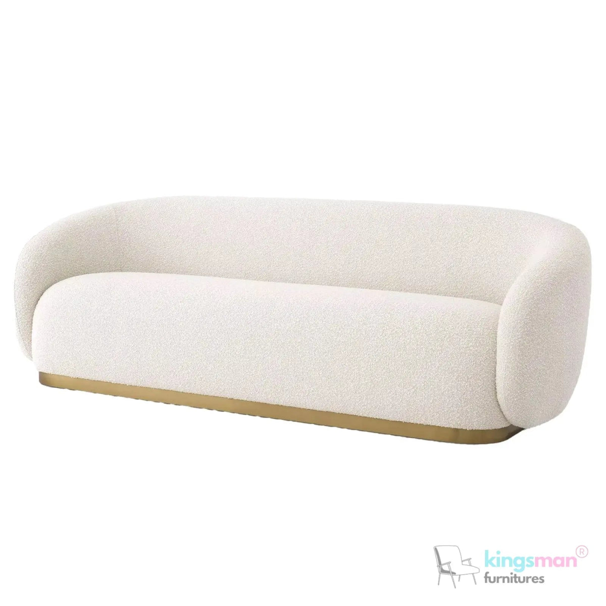 Brok 3 - Seater Sofa – Brushed Brass Finish Base Luxury Comfort - Kingsman Furnitures