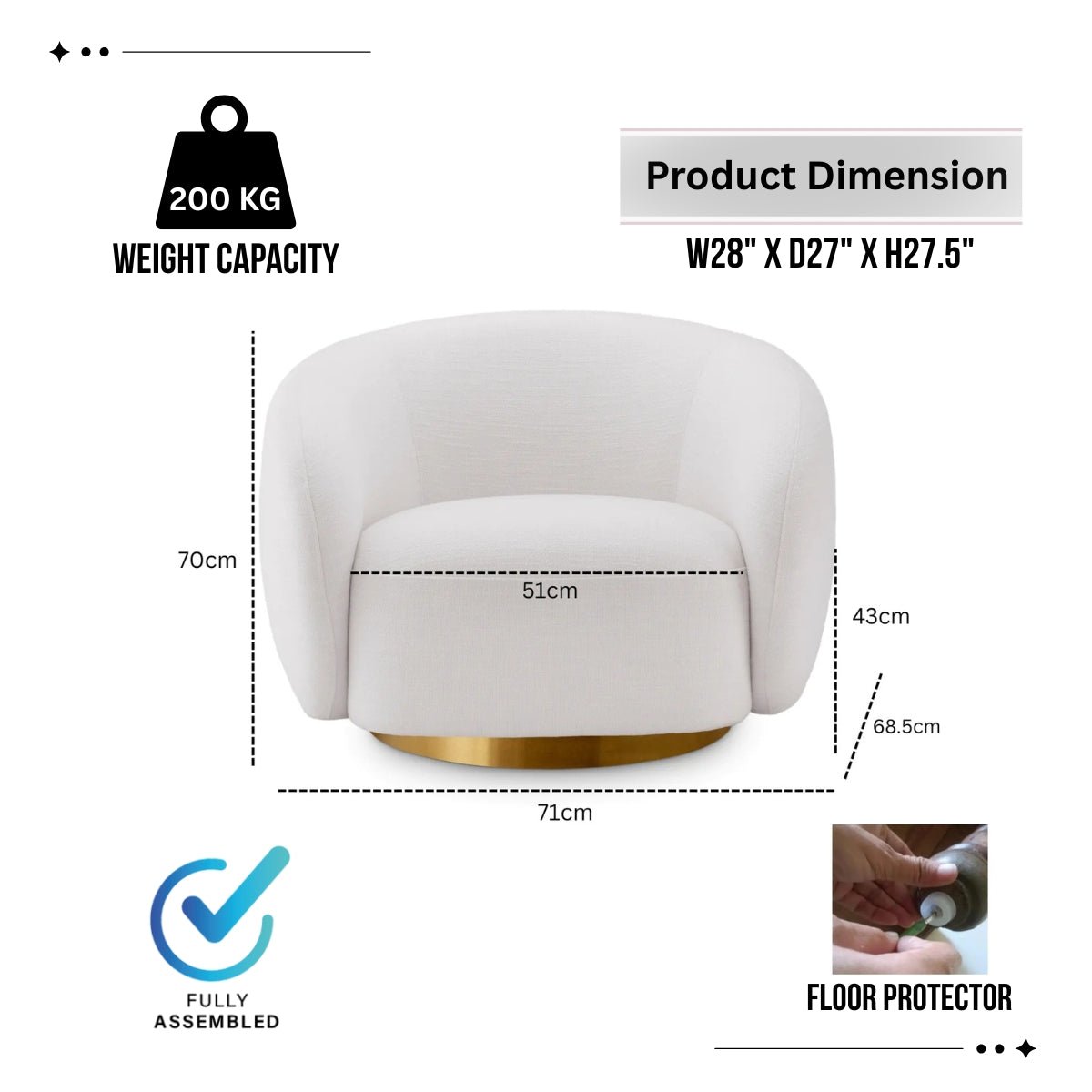 Brok 360° Swivel Armchair - Modern Living Room Furniture | Kingsman - Kingsman Furnitures