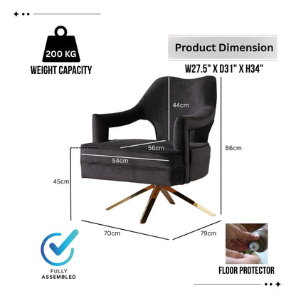 Burten Swivel Armchair - Kingsman Furnitures