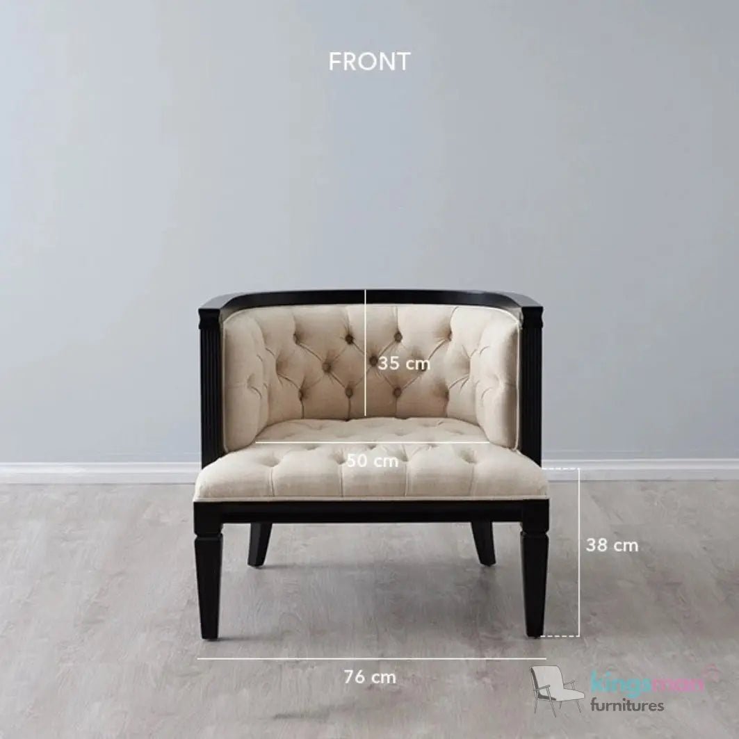 Coco Tufted Linen Teak Wood Armchair - Stylish Comfort - Kingsman Furnitures