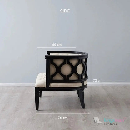 Coco Tufted Linen Teak Wood Armchair - Stylish Comfort - Kingsman Furnitures
