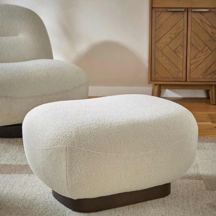 Cosy Boucle Ivory Natural Otis Footstool - Kingsman Furnitures