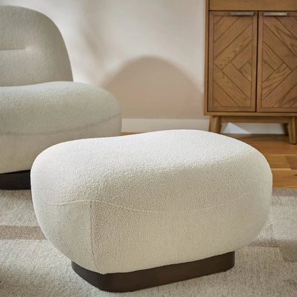 Cosy Boucle Ivory Natural Otis Footstool - Kingsman Furnitures