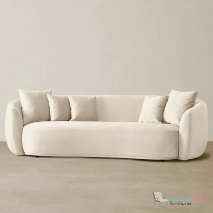 Cream Boucle Curved 3 Seater Sofa | Everbe Luxe Design - Kingsman Furnitures