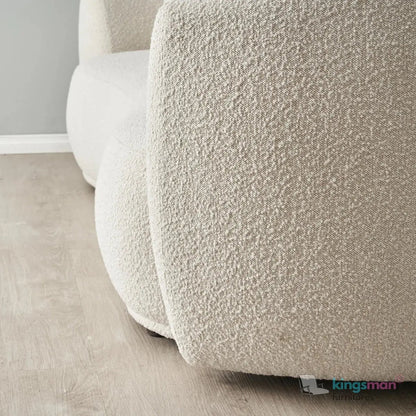 Cream Boucle Curved 3 Seater Sofa | Everbe Luxe Design - Kingsman Furnitures