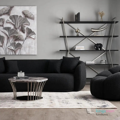 Cream Boucle Curved 3 Seater Sofa | Everbe Luxe Design - Kingsman Furnitures