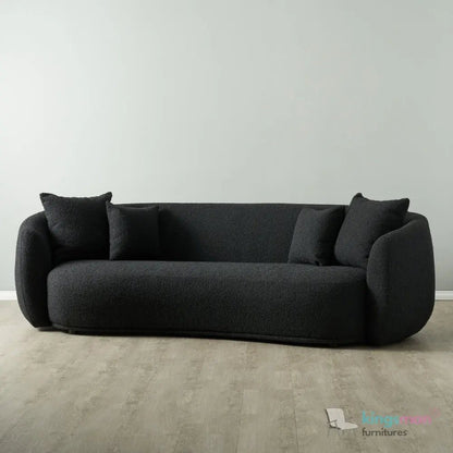 Cream Boucle Curved 3 Seater Sofa | Everbe Luxe Design - Kingsman Furnitures