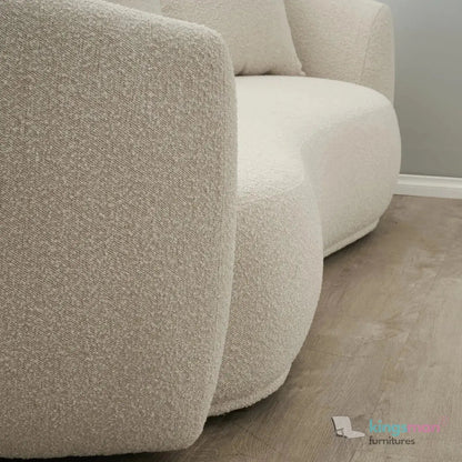 Cream Boucle Curved 3 Seater Sofa | Everbe Luxe Design - Kingsman Furnitures