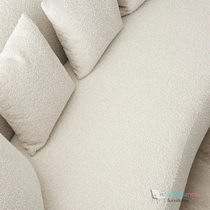 Cream Boucle Curved 3 Seater Sofa | Everbe Luxe Design - Kingsman Furnitures