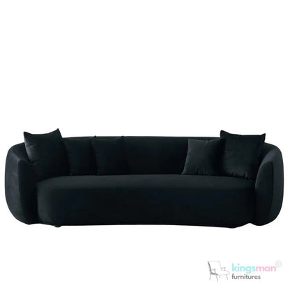 Cream Boucle Curved 3 Seater Sofa | Everbe Luxe Design - Kingsman Furnitures