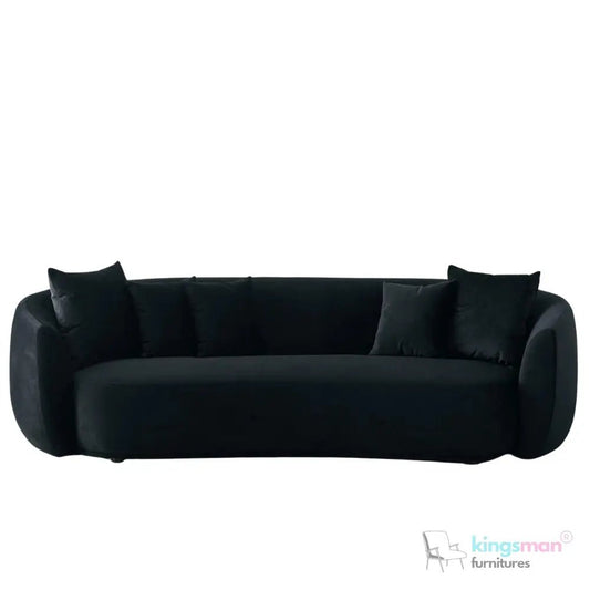 Cream Boucle Curved 3 Seater Sofa | Everbe Luxe Design - Kingsman Furnitures