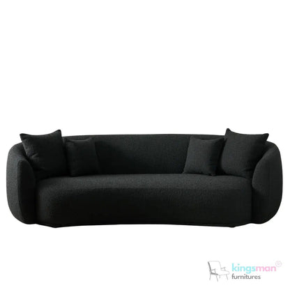 Cream Boucle Curved 3 Seater Sofa | Everbe Luxe Design - Kingsman Furnitures