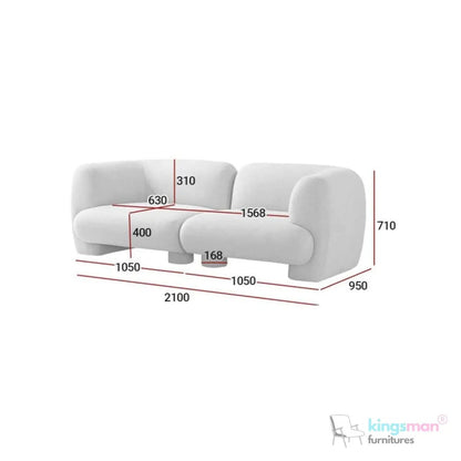 Curio Cream Boucle Curved Shape Sectional Sofa - Elegant Design - Kingsman Furnitures