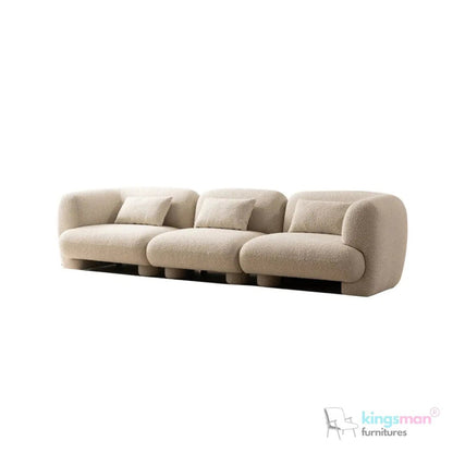 Curio Cream Boucle Curved Shape Sectional Sofa - Elegant Design - Kingsman Furnitures