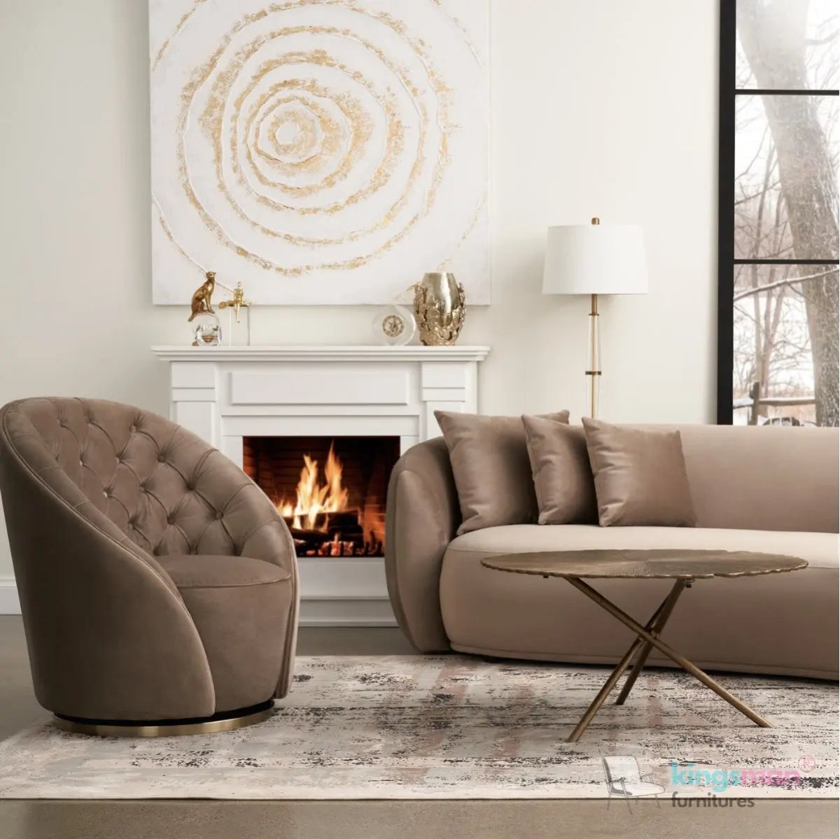 Everbe Cream Boucle Curve 2 Seater Sofa - Luxurious Comfort - Kingsman Furnitures