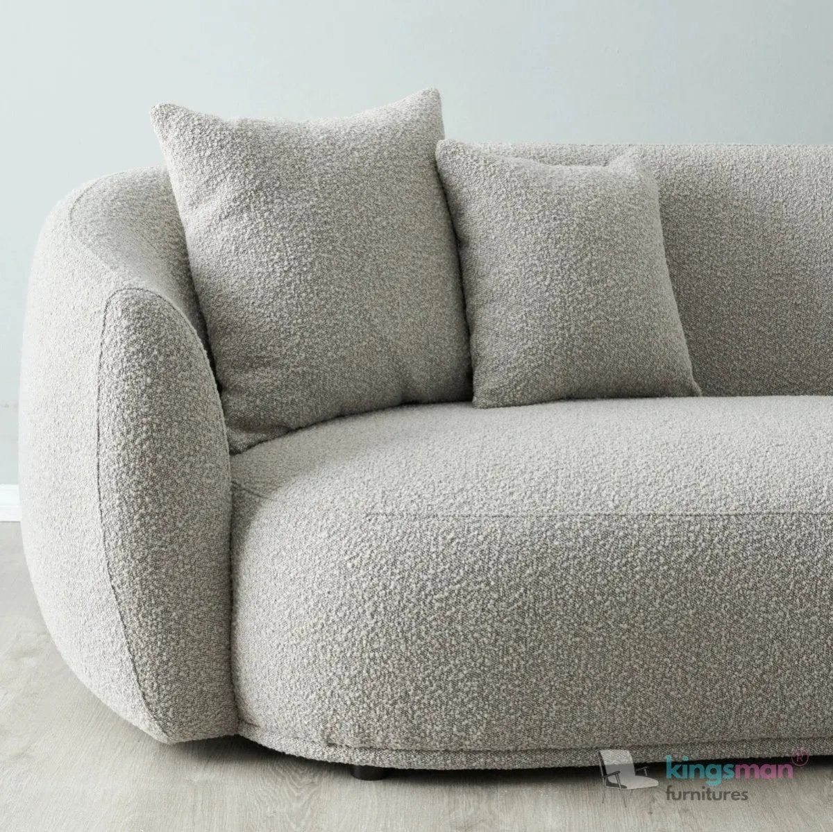Everbe Cream Boucle Curve 2 Seater Sofa - Luxurious Comfort - Kingsman Furnitures