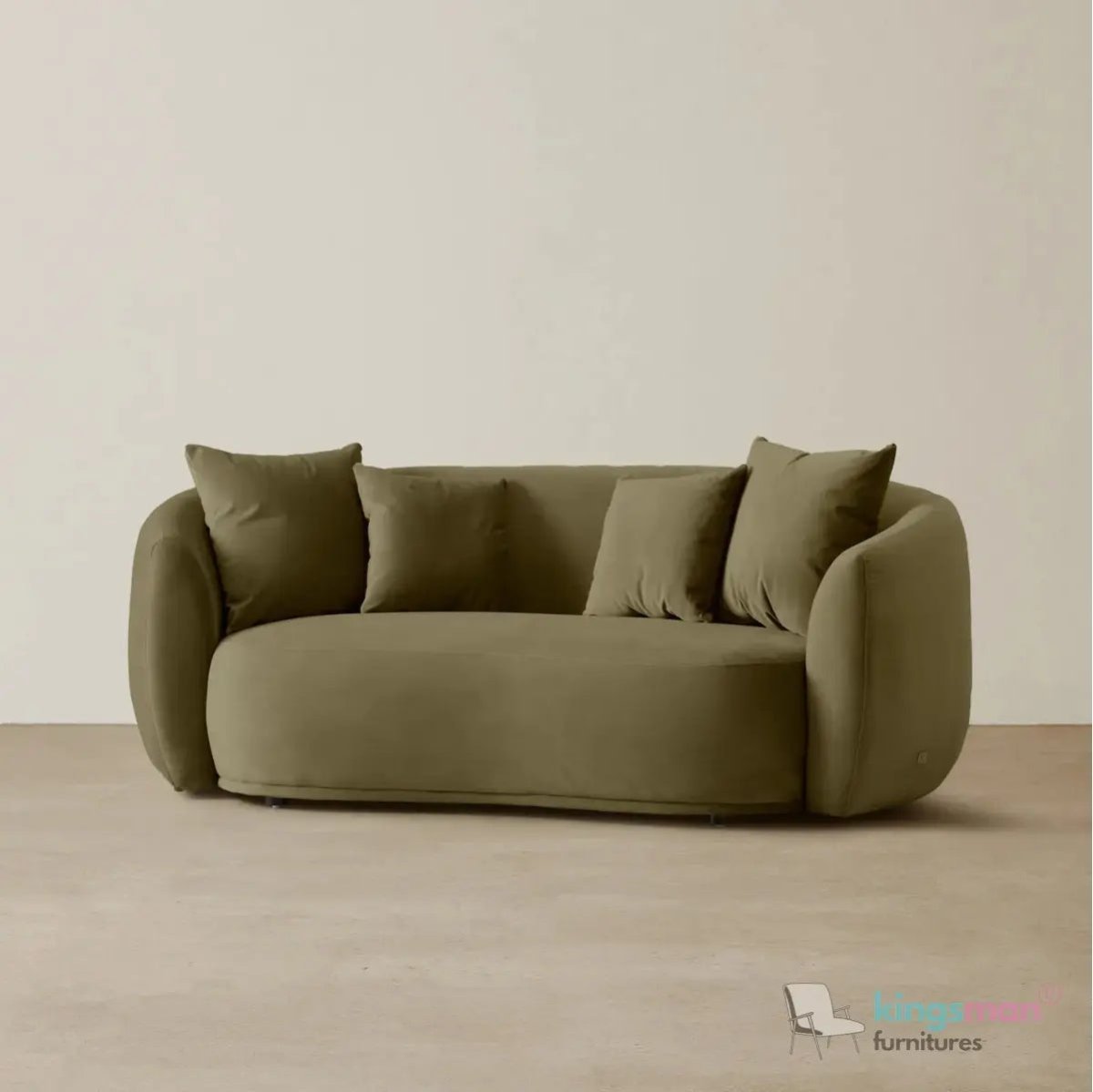 Everbe Cream Boucle Curve 2 Seater Sofa - Luxurious Comfort - Kingsman Furnitures