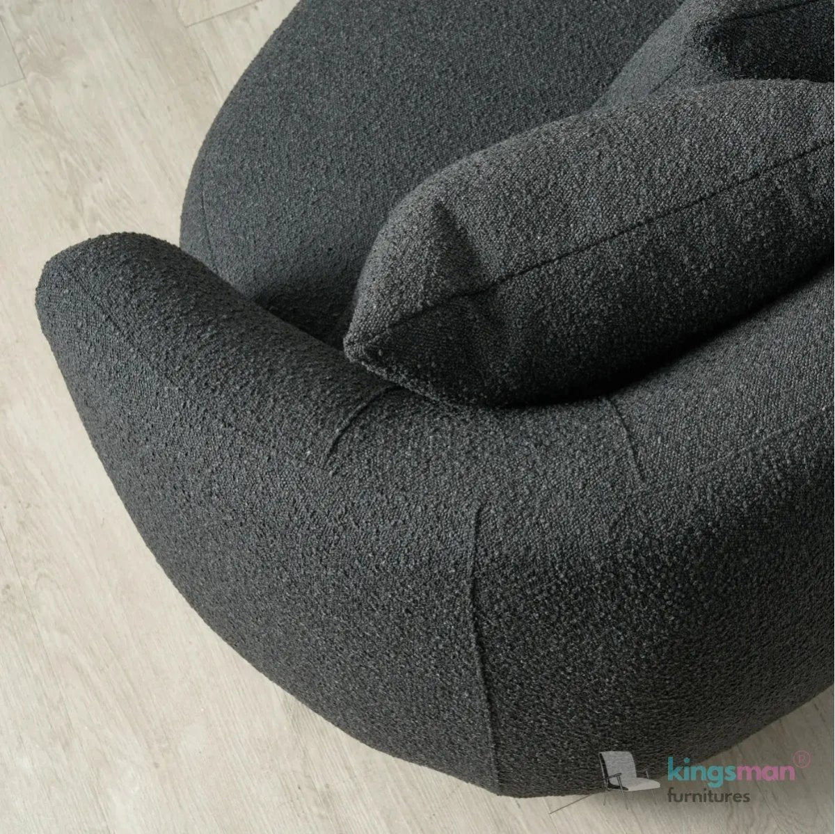 Everbe Cream Boucle Curve 2 Seater Sofa - Luxurious Comfort - Kingsman Furnitures
