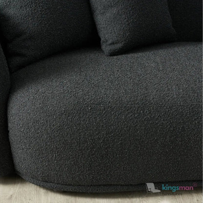 Everbe Cream Boucle Curve 2 Seater Sofa - Luxurious Comfort - Kingsman Furnitures