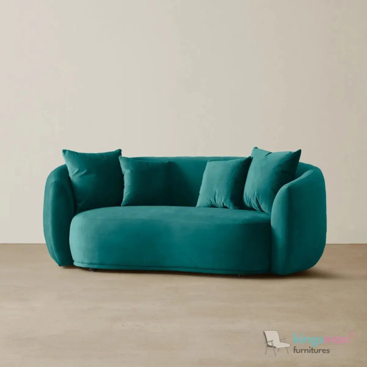 Everbe Cream Boucle Curve 2 Seater Sofa - Luxurious Comfort - Kingsman Furnitures