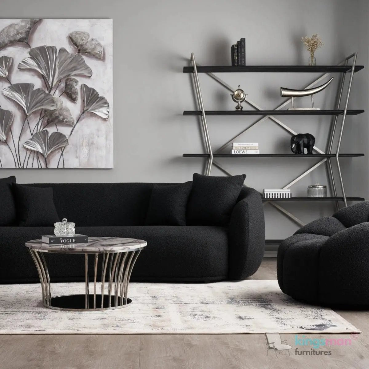 Everbe Cream Boucle Curve 2 Seater Sofa - Luxurious Comfort - Kingsman Furnitures