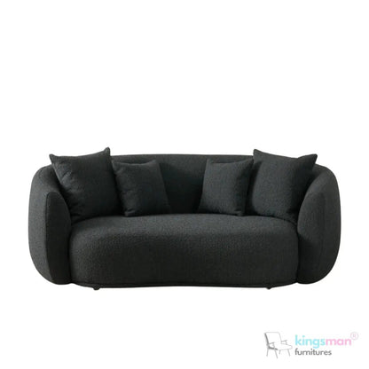 Everbe Cream Boucle Curve 2 Seater Sofa - Luxurious Comfort - Kingsman Furnitures