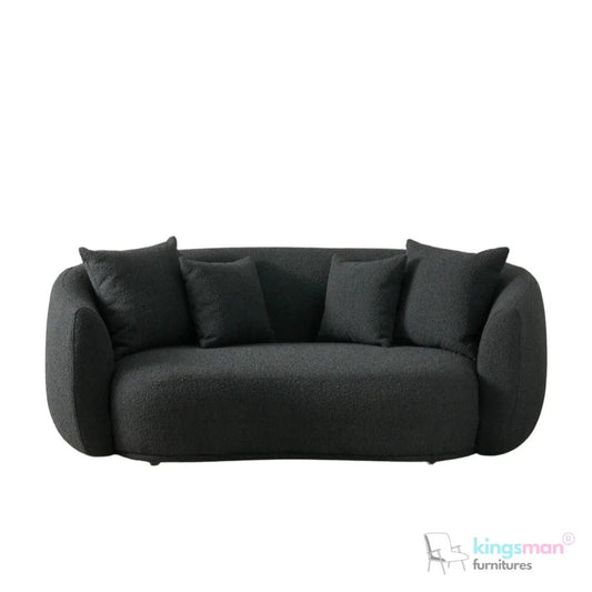 Everbe Cream Boucle Curve 2 Seater Sofa - Luxurious Comfort - Kingsman Furnitures