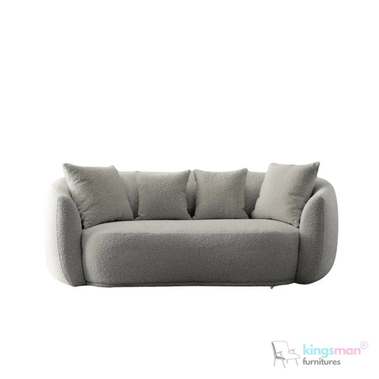 Everbe Cream Boucle Curve 2 Seater Sofa - Luxurious Comfort - Kingsman Furnitures