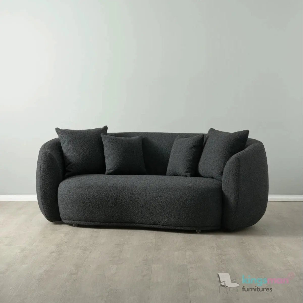 Everbe Cream Boucle Curve 2 Seater Sofa - Luxurious Comfort - Kingsman Furnitures