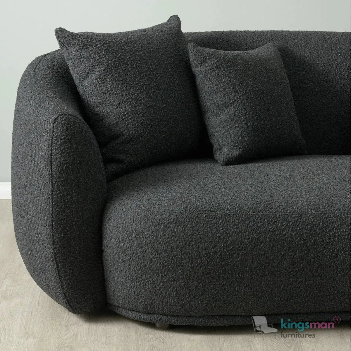 Everbe Cream Boucle Curve 2 Seater Sofa - Luxurious Comfort - Kingsman Furnitures