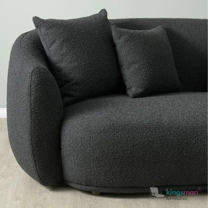 Everbe Cream Boucle Curve 2 Seater Sofa - Luxurious Comfort - Kingsman Furnitures