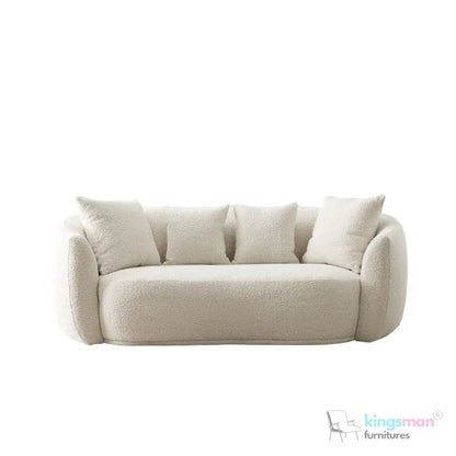Everbe Cream Boucle Curve 2 Seater Sofa - Luxurious Comfort - Kingsman Furnitures