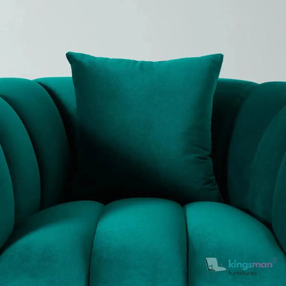 Fransesca Azure Blue Velvet Lounge Chair - Stylish Comfort - Kingsman Furnitures