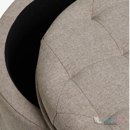 Harfoot Upholstered Storage Footsability - Natural Mink | Button - Tufted Design with Hidden Storage - Kingsman Furnitures